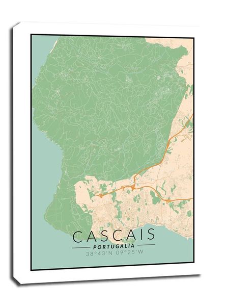 Cascais mapa kolorowa - obraz na płótnie 70x100 cm zdjęcie 1