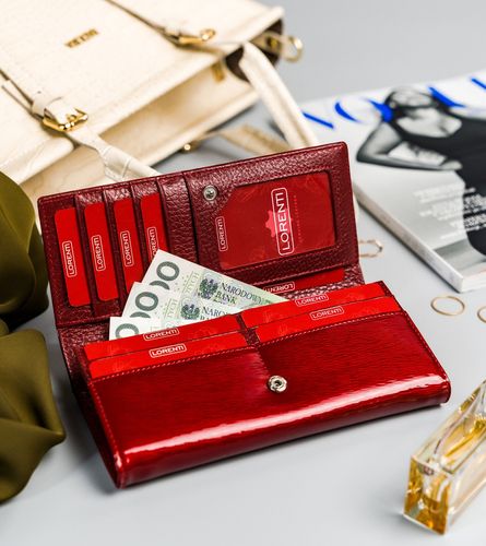 podłużny, lakierowany portfel damski ze skóry naturalnej - lorenti na Arena.pl