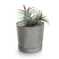 Gładka okrągła matowa doniczka z podstawką osłonka Beton szary