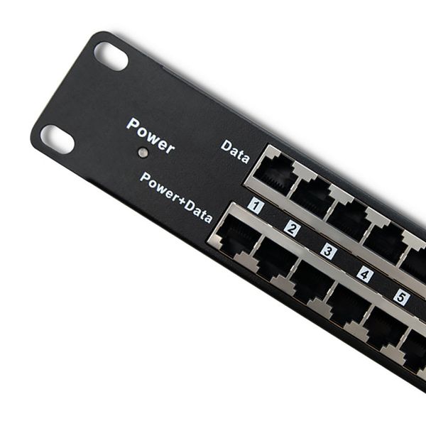 Qoltec Patch panel | 48V | 24 porty | Passive PoE Injector | 1000m | Czarny zdjęcie 2
