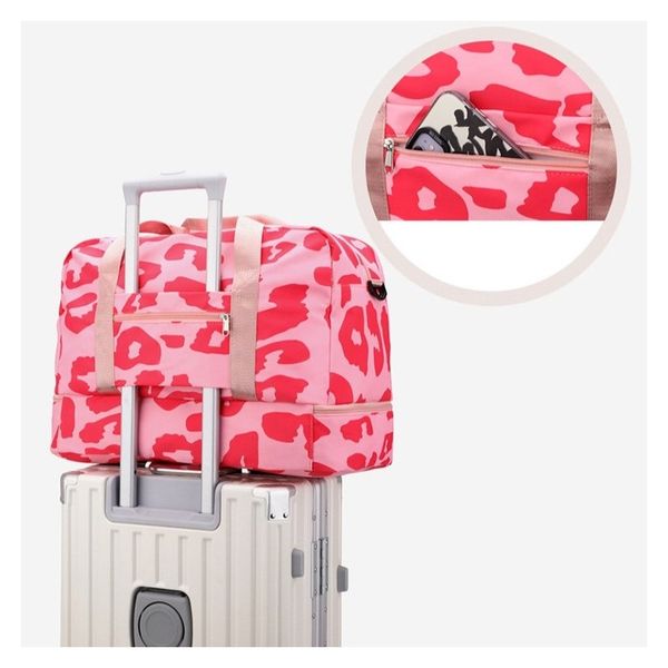 Torba podróżna dwukomorowa różowa PANTERKA 51x25x39cm T264 zdjęcie 4