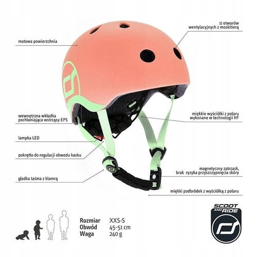 SCOOTANDRIDE Kask XXS-S dla dzieci 1-5 lat Peach na Arena.pl