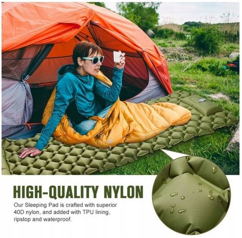 DMUCHANA MATA Z WBUDOWANĄ POMPKĄ KARIMATA LEKKI GRUBY WYGODNY MATERAC ŁÓŻKO na Arena.pl