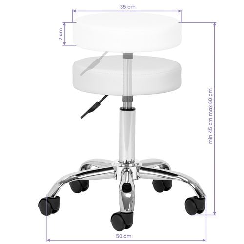 Taboret kosmetyczny AM-310v biały na Arena.pl