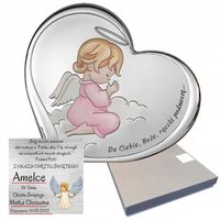 SREBRNY OBRAZEK PAMIĄTKA CHRZTU ŚWIĘTEGO ANIOŁEK ANIOŁ STRÓŻ CHRZEST GRAWER