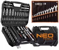 NEO TOOLS Klucze Nasadowe 94 Elementy 1/4, 1/2 CrV Zestaw Narzędzi Walizka