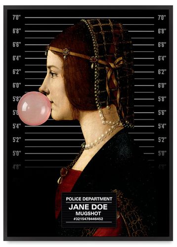 Plakat w ramie Jane Doe portret z balonem 21x30 cm w czarnej ramie na Arena.pl