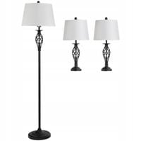 Zestaw lamp 3 szt. 2 lampy stołowe + 1 lampa podłogowa, Białe