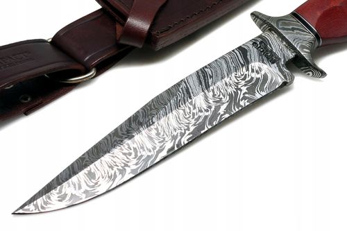 Nóż myśliwski BOWIE ręcznie wykonany stal DAMASCEŃSKA Damast ETUI Micarta na Arena.pl