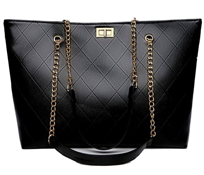 Czarna Damska Skórzana Pojemna Torba A4 Torebka zdjęcie 3