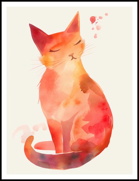 Plakat 75x100cm Akwarelowy Kot zdjęcie 3