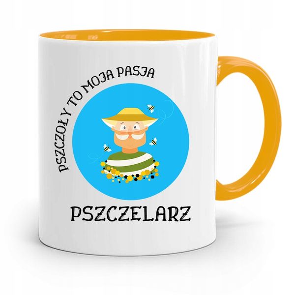 Kubek Zółty Dla Pszczelarza Pszczoły To Moja Pasja Z Nadrukiem Ze Zdjęciem zdjęcie 1