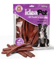 Smaczny przysmak przekąska dla psów - IdeaPet Paski z mięsem kaczki 500g