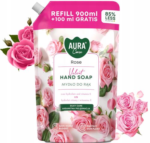 aura care mydło do rąk nawilżające róża 1000 ml uzupełniające ahs-002-001 na Arena.pl