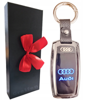 AUDI ZAPALNICZKA ŻAROWA ELEGANCKI BRELOK DO KLUCZY LOGO LED ETUI KOKARDKA