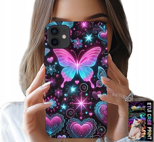 ETUI DO IPHONE 13 MINI - KOLOROWY MOTYLEK SERCE MODNE WZORY CASE na Arena.pl