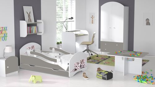 Łóżko dziecięce LEO 160x70 biało-szare na Arena.pl