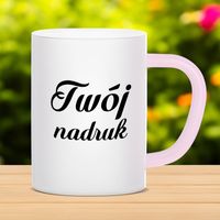 Kubek z mrożonego szkła z różowym uszkiem z Twoim nadrukiem