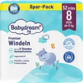Babydream XXXL rozmiar 8 pieluchy od 17 kg, 52 szt