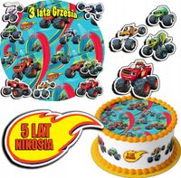 ZESTAW OPŁATEK NA TORT 30CM + 17 POSTACI - BLAZE TRUCK + IMIĘ 24CM 26CM