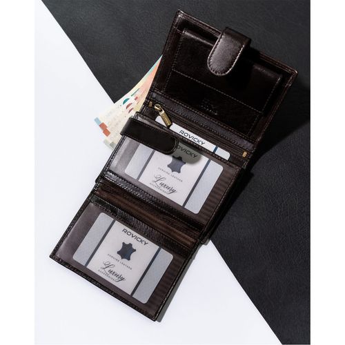 stylowy portfel męski skórzany z rfid na zatrzask - rovicky na Arena.pl