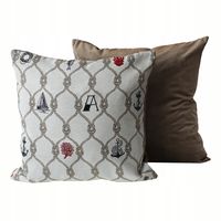 Beżowa czerwona czarna poszewka dekoracyjna 45x45 motyw morski