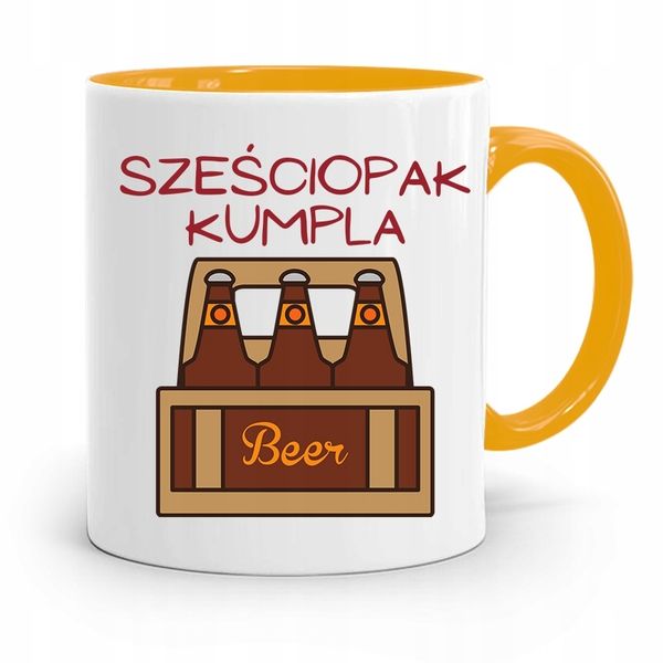 Kubek Żółty Dla Przyjaciela Sześciopak Kumpla Z Nadrukiem Ze Zdjęciem zdjęcie 1