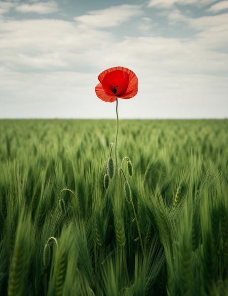 Plakat 50x65cm Samotny Mak na Polu zdjęcie 1