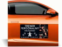 Magnes na samochód reklama magnetyczna 60x30 TRENER PERSONALNY nazwisko