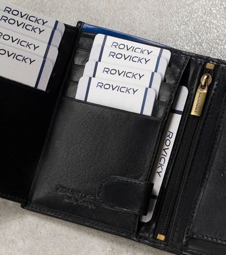 skórzany portfel męski na karty z systemem rfid protect— rovicky na Arena.pl