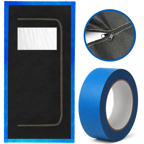 DRZWI PRZECIWPYŁOWE WIZJER KURTYNA REMONT BUDOWLANE ZAMEK TAŚMA NIEBIESKA na Arena.pl