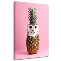 Obraz do pokoju dziecka salonu, Abstrakcja Sowa Ananas na rózowym
