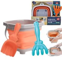 WOOPIE Zestaw Wiaderko Składane z Grabkami Łopatką Pomarańczowe