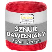 Sznurek do makramy bawełniany 3mm 200m czerwony