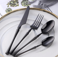 Zestaw Sztućców CZARNE -  ZŁOTE  -  LOFTOWE  - 24 szt