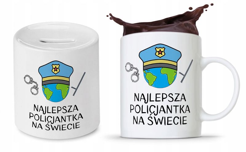 Zestaw Dla Policjanta Prezent Kubek + Skarbonka Z Nadrukiem Ze Zdjęciem zdjęcie 1