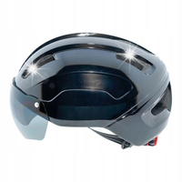 Kask rowerowy SkateFlash Atomic Czarny światło tylnie LED na hulajnogę