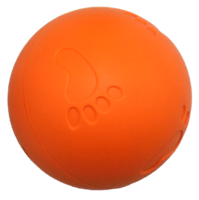 Gumowa piłka dla psa z odciskiem łap kolcami i piszczałką pomarańczowa 5cm