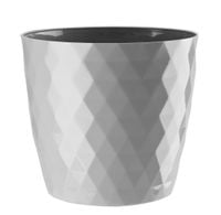 Doniczka osłonka plastikowa CRISTAL 18cm szary jasny połysk wzór karo romby