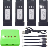 4-pak akumulatorów LiPO 3.7 V 500 mAh z ładowarką 4 w 1 do dronów E58, S168