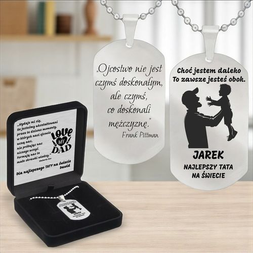 Grawerowany nieśmiertelnik stal 316L prezent + pudełko z dedykacją na Arena.pl