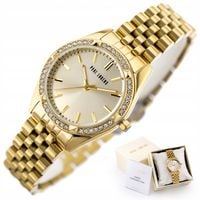 ZEGAREK DAMSKI PAUL LORENS MOCCA cyrkonie złoty +BOX +GRAWER