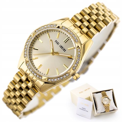 ZEGAREK DAMSKI PAUL LORENS MOCCA cyrkonie złoty +BOX +GRAWER na Arena.pl