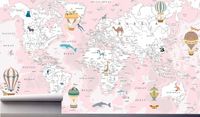 Fototapeta MAPA ŚWIATA Z ZWIERZĄTKAMI 370x250