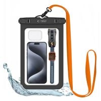 Pokrowiec wodoodporny na smartfon telefon do 8.9'' - czarno-pomarańczowy