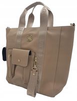 Laura Biaggi – pojemna torebka shopper kieszeń na telefon AB632 ciemny beż