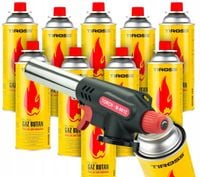 Palnik Lutownica gazowa opalarka palnik 360° + 6 x GAZ KARTUSZ