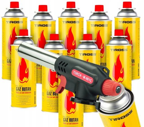 Palnik Lutownica gazowa opalarka palnik 360° + 6 x GAZ KARTUSZ na Arena.pl