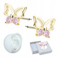 KOLCZYKI SREBRNE próba 925 MOTYLKI cyrkonie DLA DZIEWCZYNKI DZIECI wkrętki