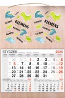 KALENDARZ 2025 jednodzielny DREWNIANY prezent dla dzieci dinozaury + imię